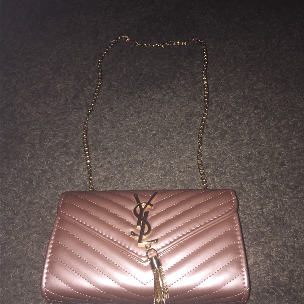 Monogram YSL purse with chain and tassel